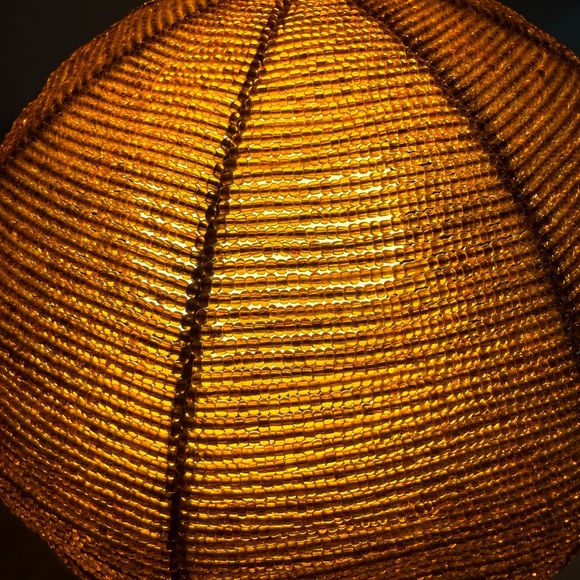 Beaded Orange Round Table Moroccan Lamp - Picture 5 of 12